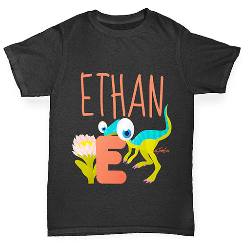 Personalised Dinosaur Letter E Girl's T-Shirt 