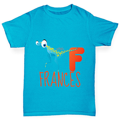 Personalised Dinosaur Letter F Boy's T-Shirt