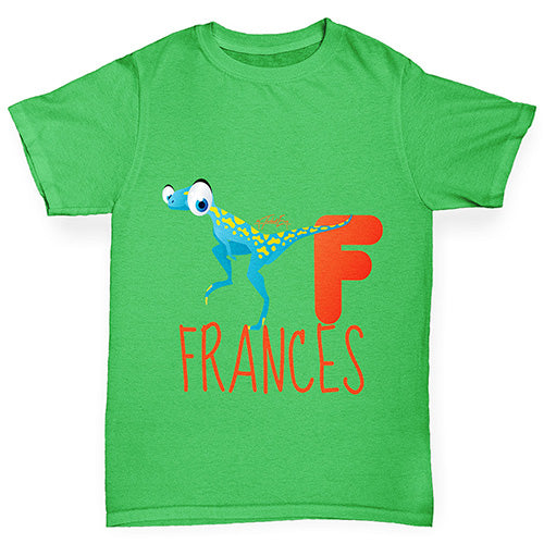 Personalised Dinosaur Letter F Boy's T-Shirt