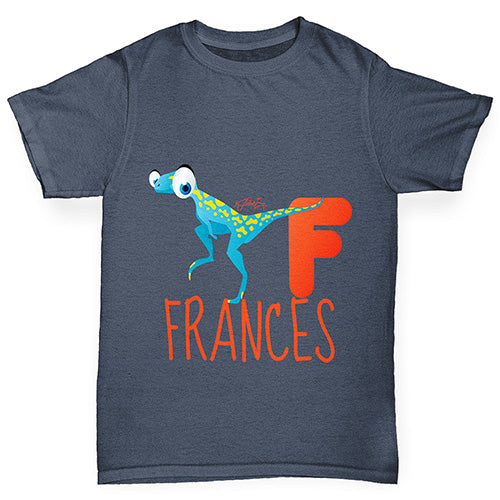 Personalised Dinosaur Letter F Boy's T-Shirt
