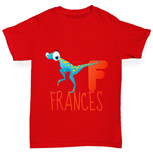 Personalised Dinosaur Letter F Girl's T-Shirt 