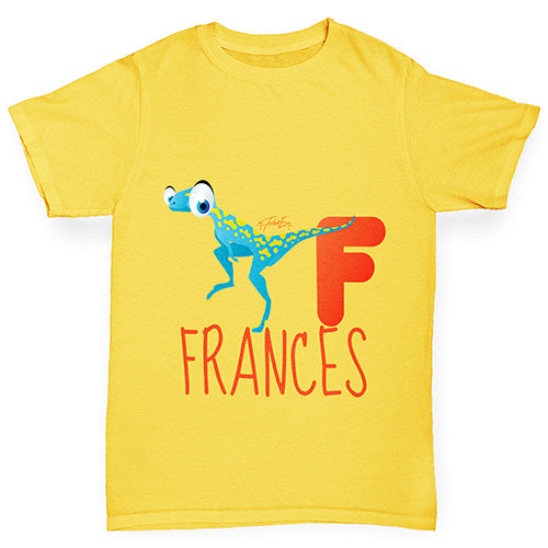 Personalised Dinosaur Letter F Girl's T-Shirt 
