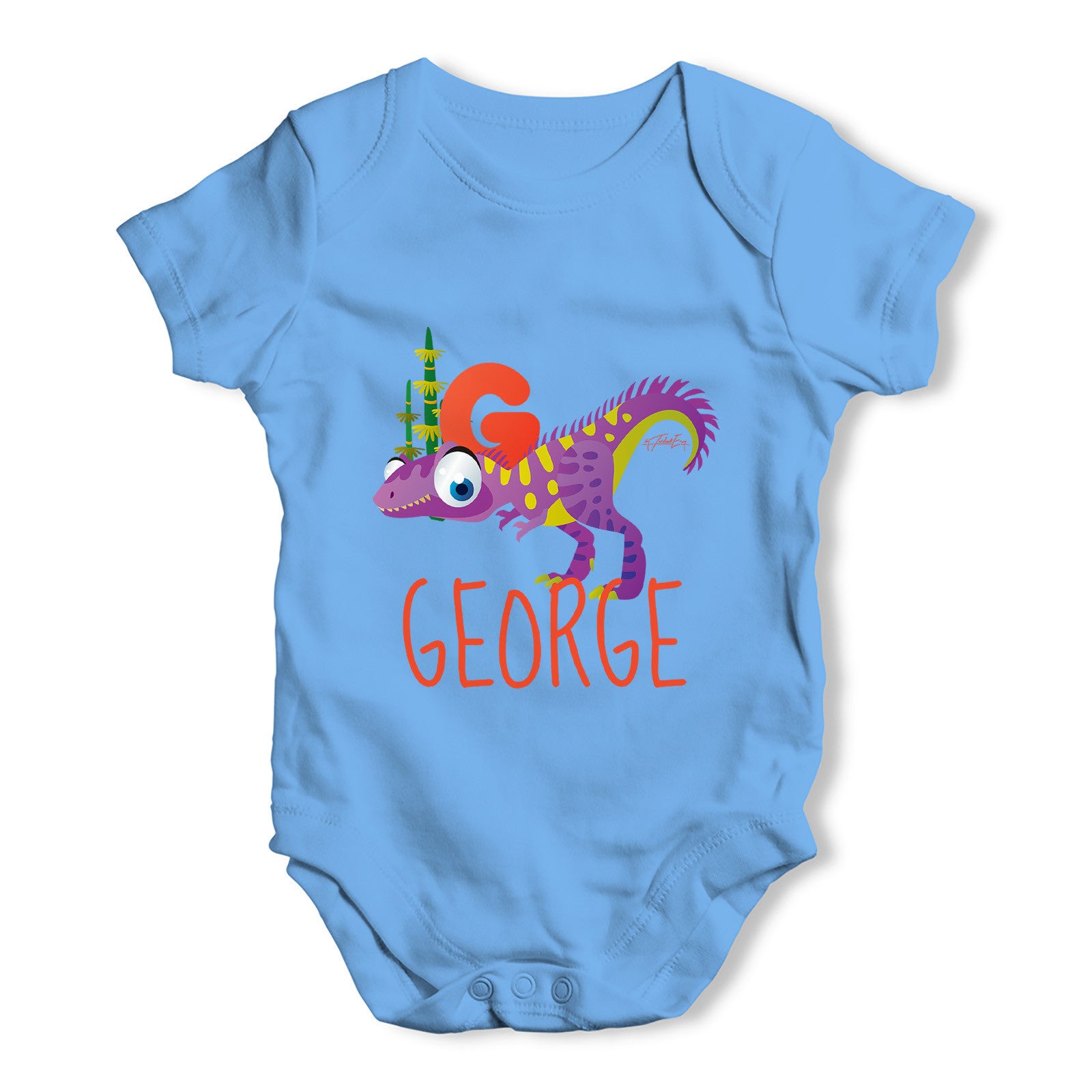 Personalised Dinosaur Letter G Funny One-piece Infant Baby Bodysuits Babygrows Onesie