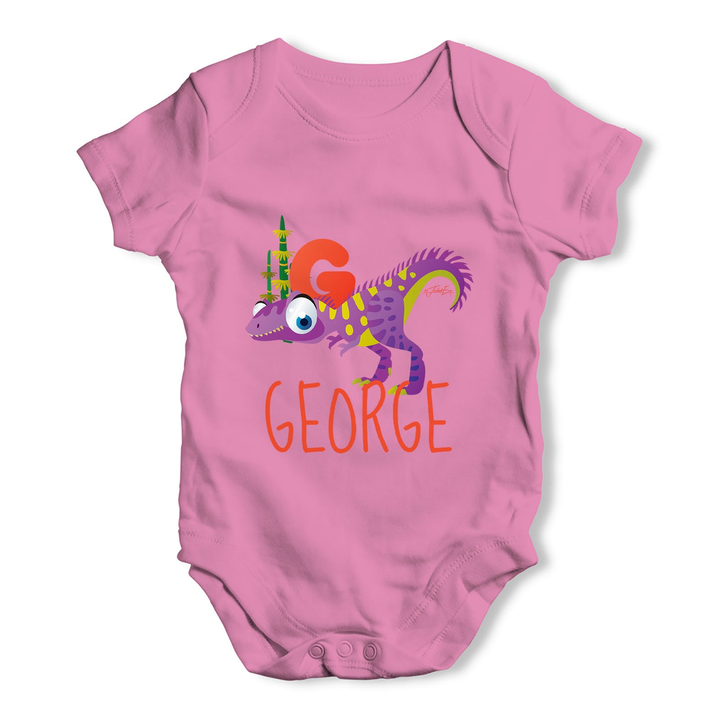 Personalised Dinosaur Letter G Funny One-piece Infant Baby Bodysuits Babygrows Onesie