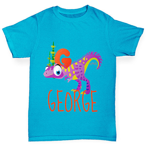 Personalised Dinosaur Letter G Boy's T-Shirt