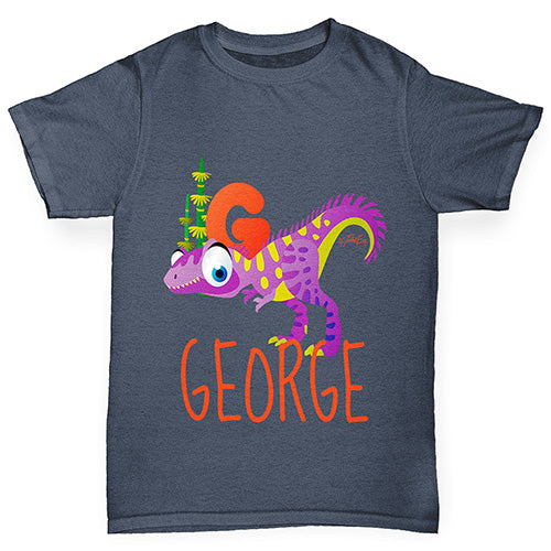Personalised Dinosaur Letter G Boy's T-Shirt