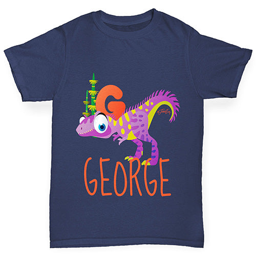 Personalised Dinosaur Letter G Boy's T-Shirt