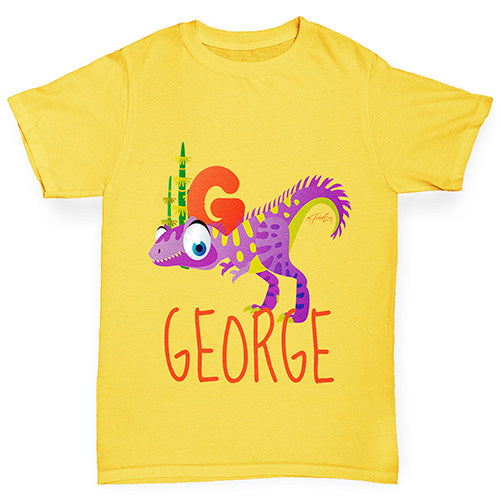Personalised Dinosaur Letter G Boy's T-Shirt