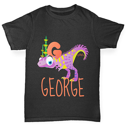 Personalised Dinosaur Letter G Girl's T-Shirt 