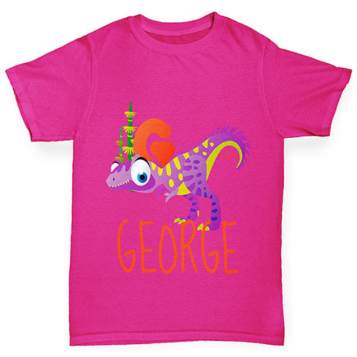 Personalised Dinosaur Letter G Girl's T-Shirt 