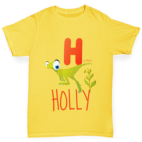 Personalised Dinosaur Letter H Boy's T-Shirt
