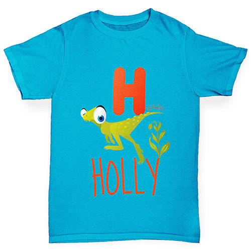 Personalised Dinosaur Letter H Girl's T-Shirt 