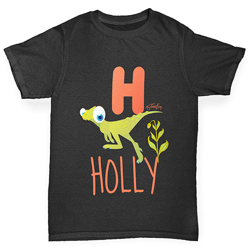 Personalised Dinosaur Letter H Girl's T-Shirt 