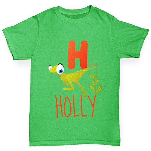 Personalised Dinosaur Letter H Girl's T-Shirt 