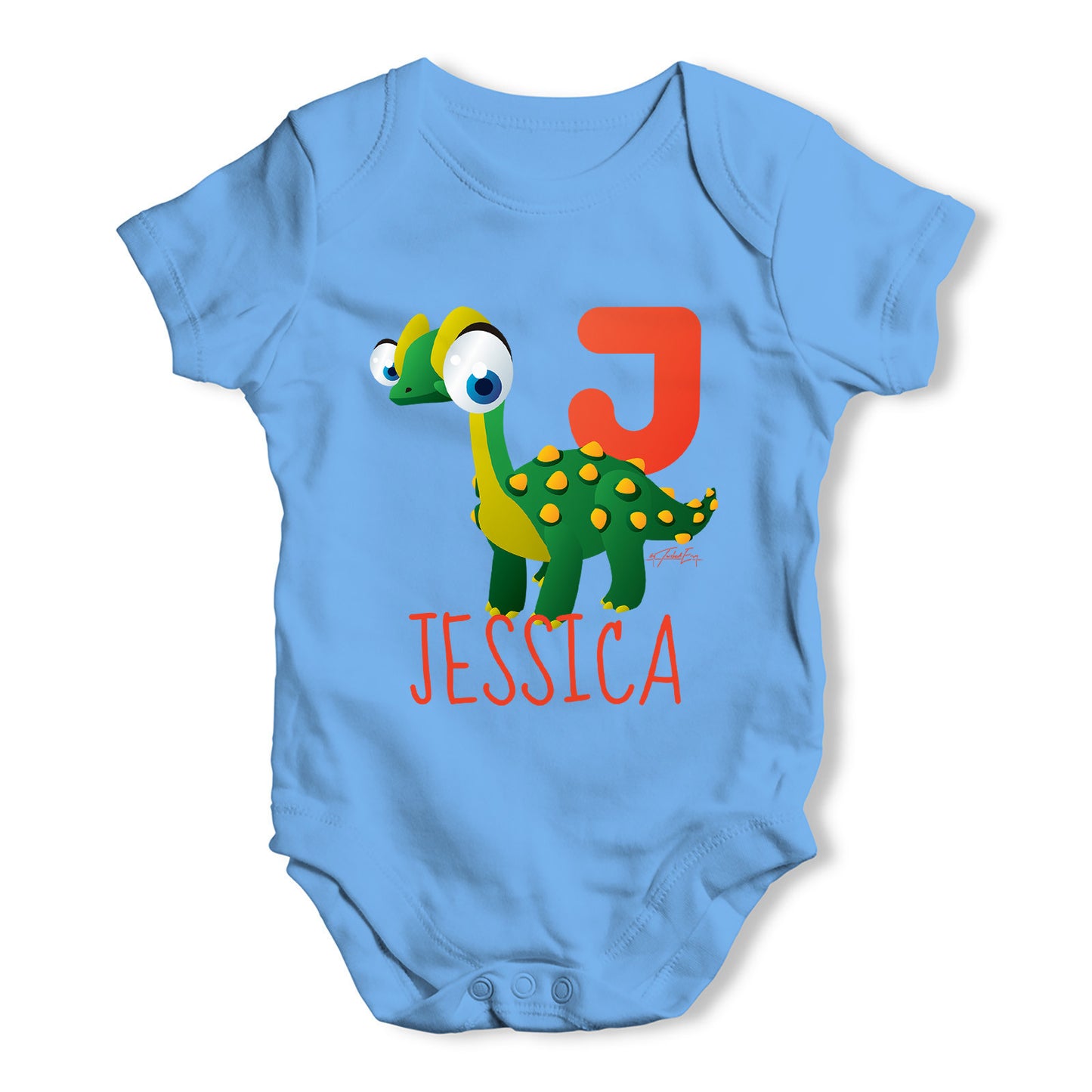 Personalised Dinosaur Letter J Funny One-piece Infant Baby Bodysuits Babygrows Onesie