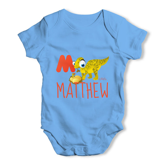 Personalised Dinosaur Letter M Funny One-piece Infant Baby Bodysuits Babygrows Onesie