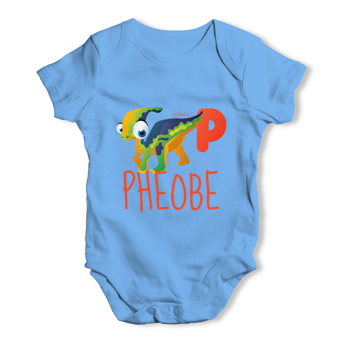 Personalised Dinosaur Letter P Funny One-piece Infant Baby Bodysuits Babygrows Onesie