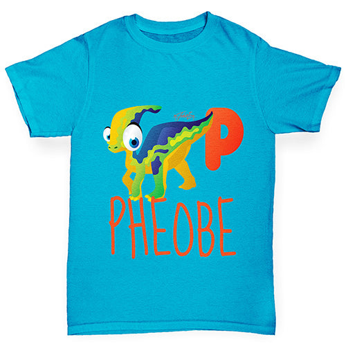 Personalised Dinosaur Letter P Boy's T-Shirt