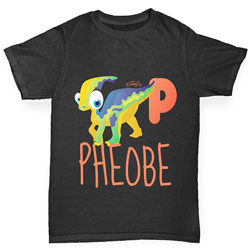 Personalised Dinosaur Letter P Boy's T-Shirt