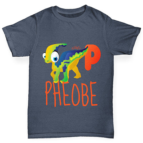 Personalised Dinosaur Letter P Boy's T-Shirt