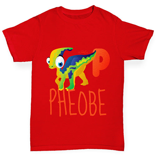 Personalised Dinosaur Letter P Boy's T-Shirt