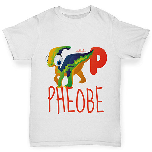 Personalised Dinosaur Letter P Boy's T-Shirt