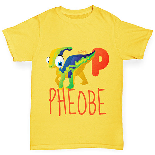 Personalised Dinosaur Letter P Boy's T-Shirt
