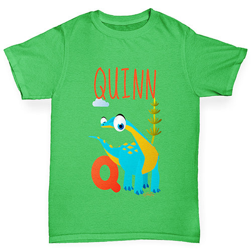 Personalised Dinosaur Letter Q Boy's T-Shirt