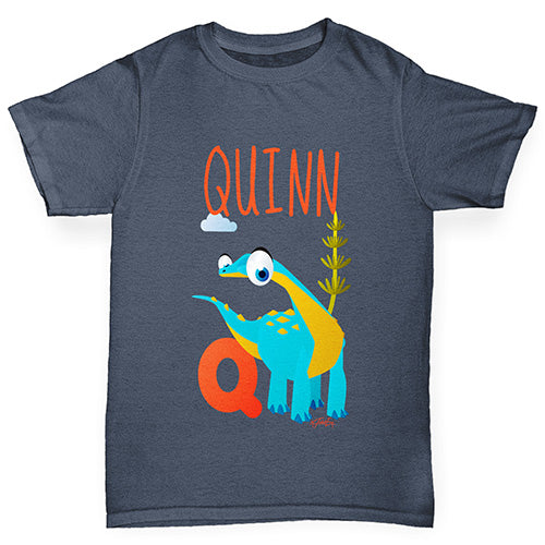 Personalised Dinosaur Letter Q Boy's T-Shirt