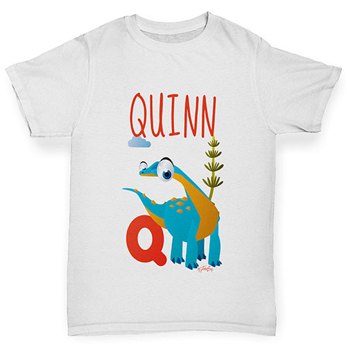 Personalised Dinosaur Letter Q Boy's T-Shirt