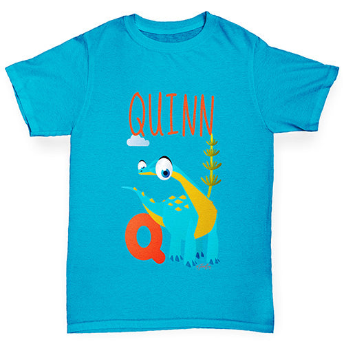 Personalised Dinosaur Letter Q Girl's T-Shirt 