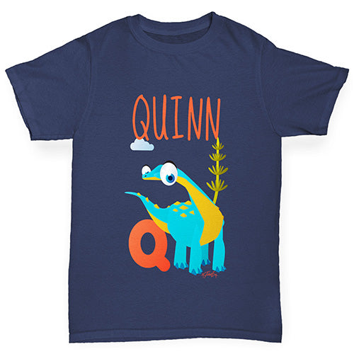 Personalised Dinosaur Letter Q Girl's T-Shirt 