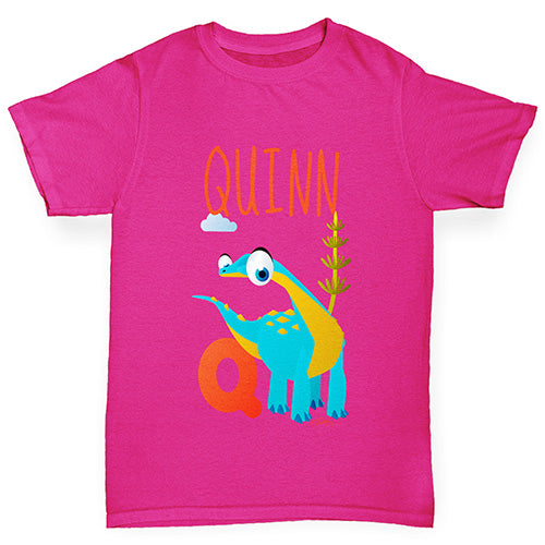 Personalised Dinosaur Letter Q Girl's T-Shirt 
