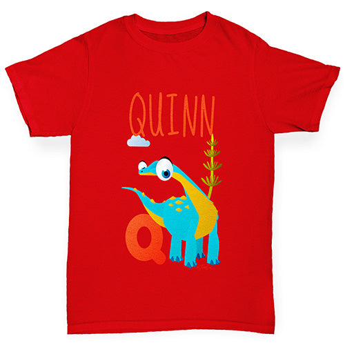 Personalised Dinosaur Letter Q Girl's T-Shirt 