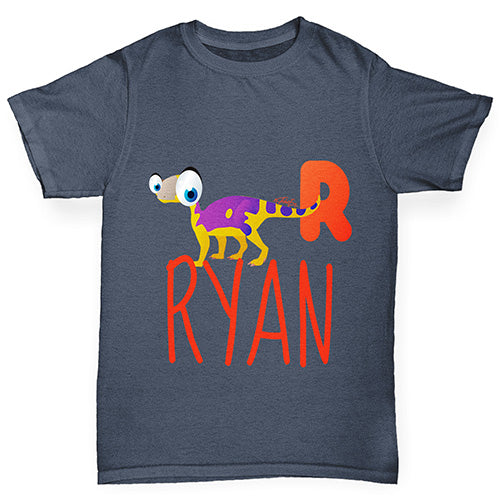 Personalised Dinosaur Letter R Boy's T-Shirt