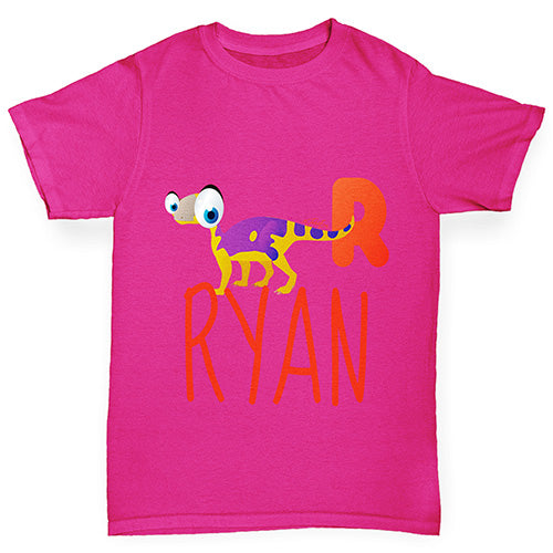 Personalised Dinosaur Letter R Girl's T-Shirt 