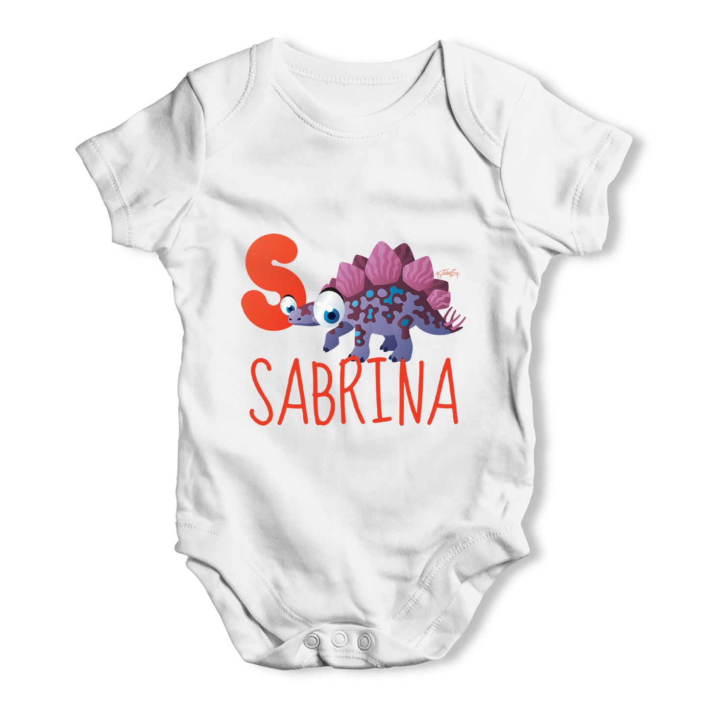 Personalised Dinosaur Letter S Funny One-piece Infant Baby Bodysuits Babygrows Onesie