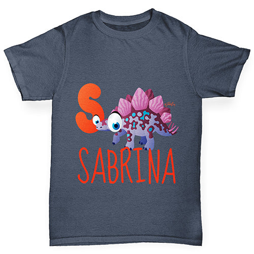 Personalised Dinosaur Letter S Boy's T-Shirt