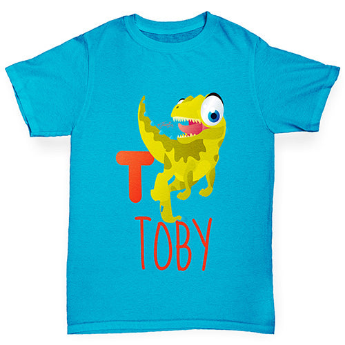 Personalised Dinosaur Letter T Girl's T-Shirt 