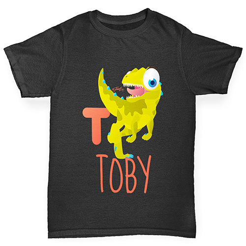 Personalised Dinosaur Letter T Girl's T-Shirt 