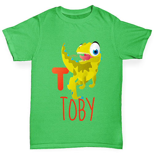 Personalised Dinosaur Letter T Girl's T-Shirt 