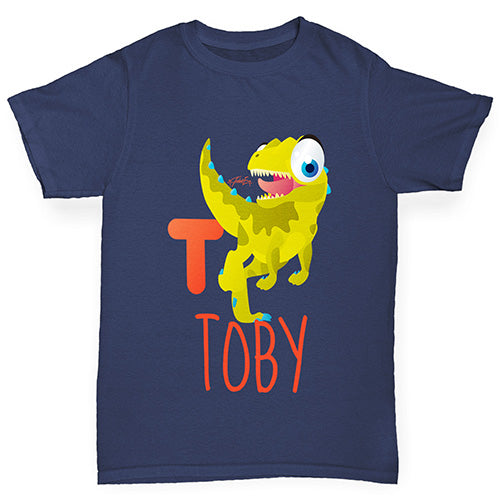Personalised Dinosaur Letter T Girl's T-Shirt 
