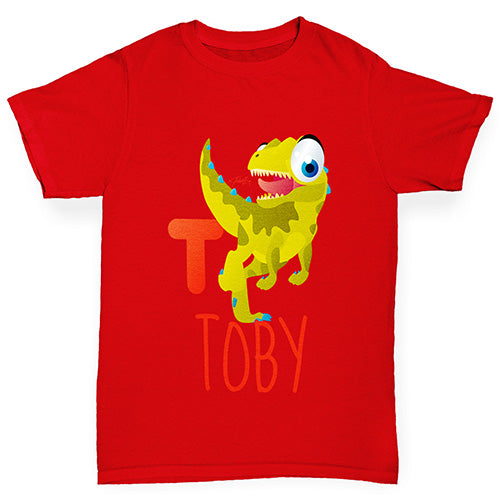 Personalised Dinosaur Letter T Girl's T-Shirt 