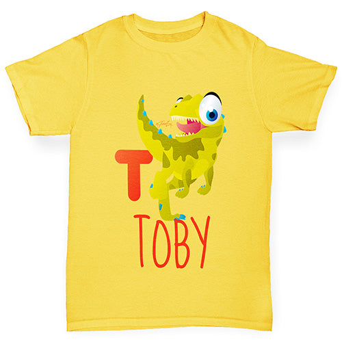 Personalised Dinosaur Letter T Girl's T-Shirt 