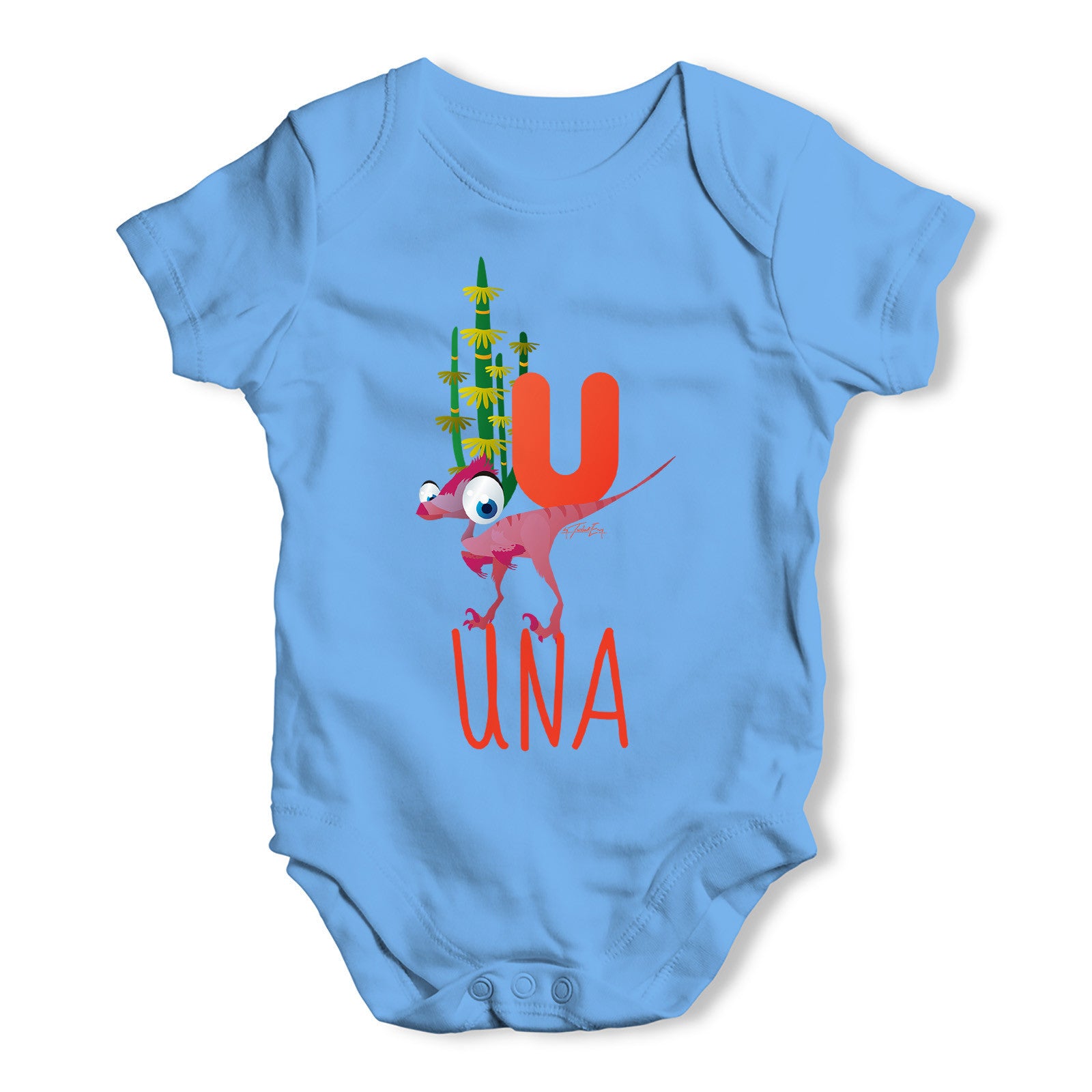 Personalised Dinosaur Letter U Funny One-piece Infant Baby Bodysuits Babygrows Onesie