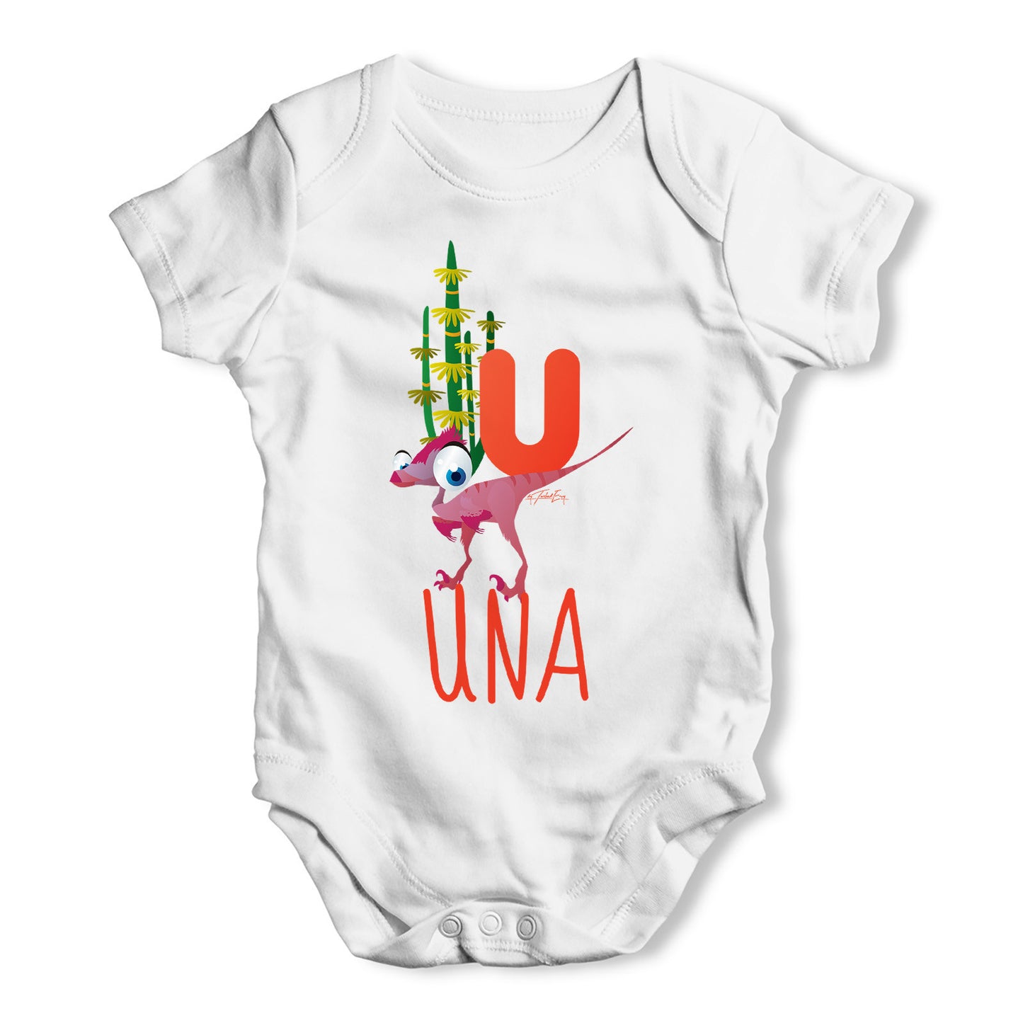 Personalised Dinosaur Letter U Funny One-piece Infant Baby Bodysuits Babygrows Onesie