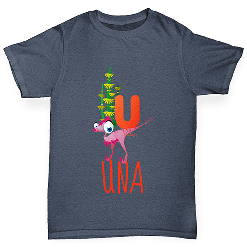 Personalised Dinosaur Letter U Boy's T-Shirt
