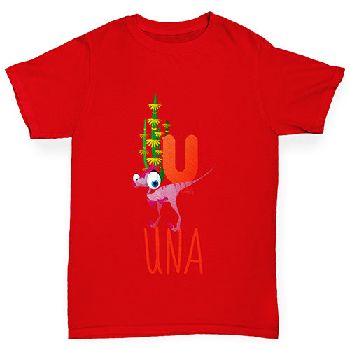 Personalised Dinosaur Letter U Boy's T-Shirt