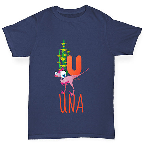 Personalised Dinosaur Letter U Girl's T-Shirt 