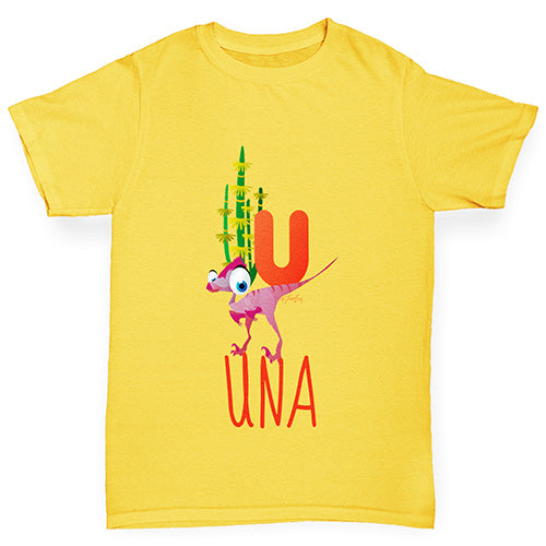 Personalised Dinosaur Letter U Girl's T-Shirt 
